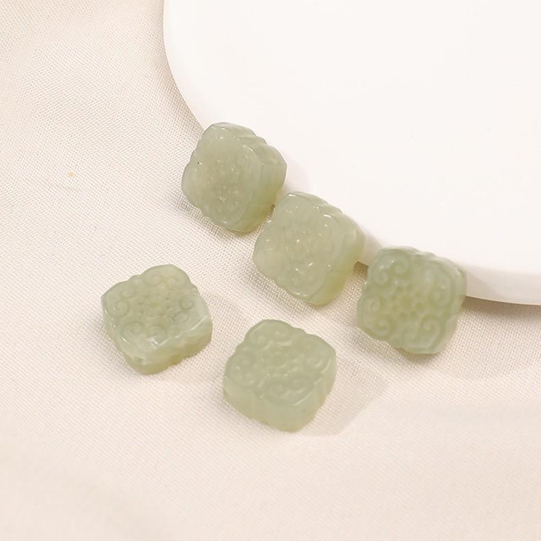 Hetian Jade Ruyi Square Plaque Beads for DIY Jewelry & Bracelets