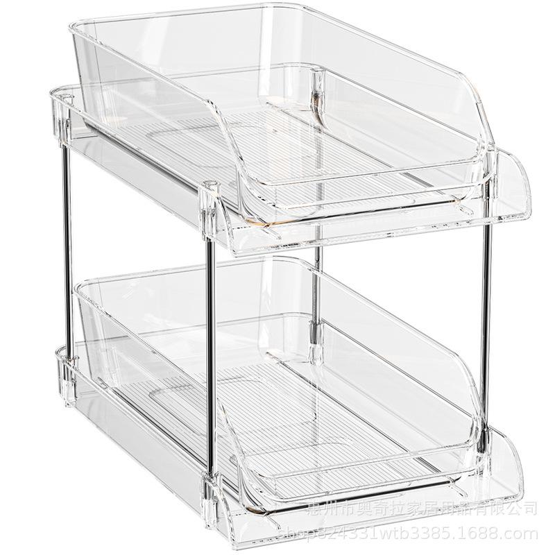 Acrylic Corner Bathroom Shelf for Shampoo and Skincare Storage Two Layers - Skincare Storage Box