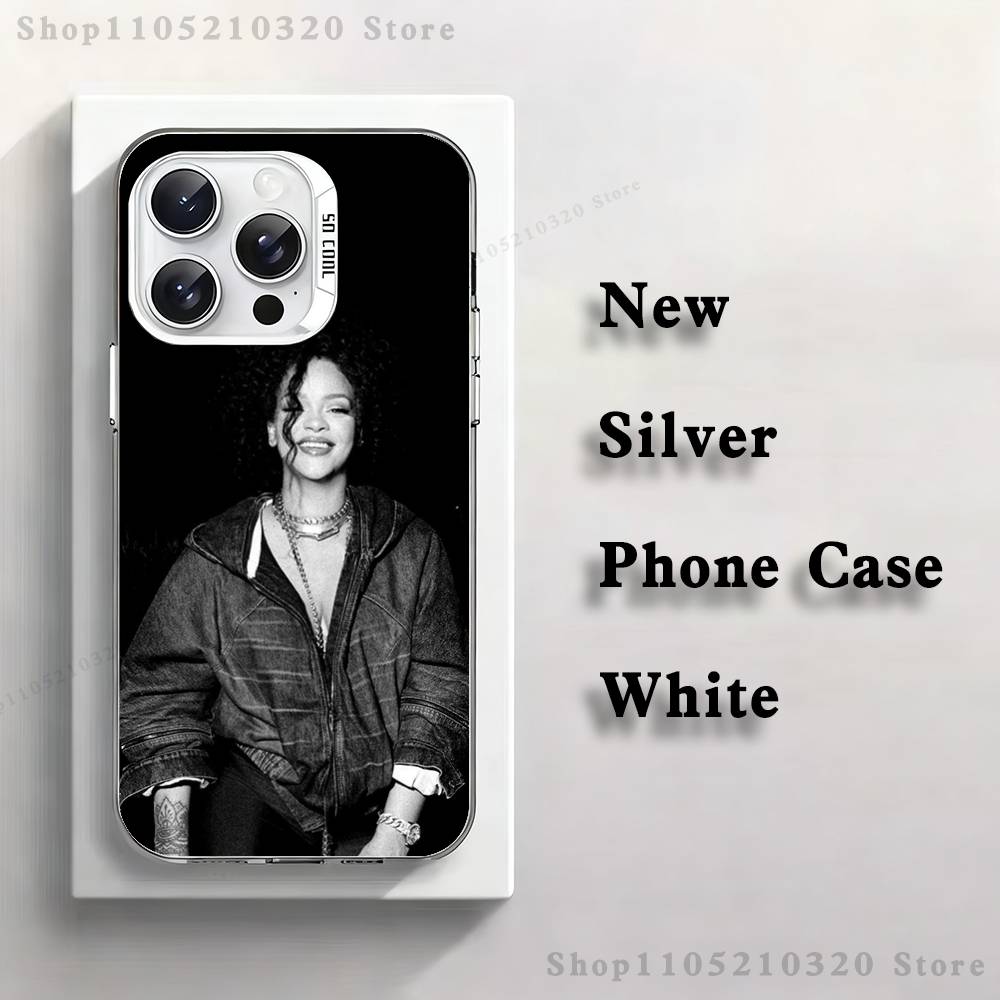 Pop Singer R-Rihanna Phone Case For iPhone 17,16,15,14,13,12,11,Mini,Pro,E,MAX White Matte Silicone Whtie Cover