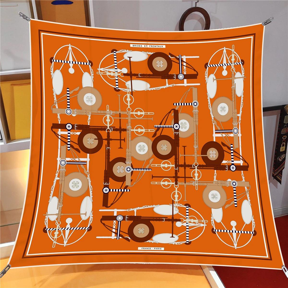 

New Silk Shawl Square Scarf For Women Twill Print Headband Foulard Hair Hijab Beach Stoles Neckerchief Female Head Wraps Bandana мандариновий