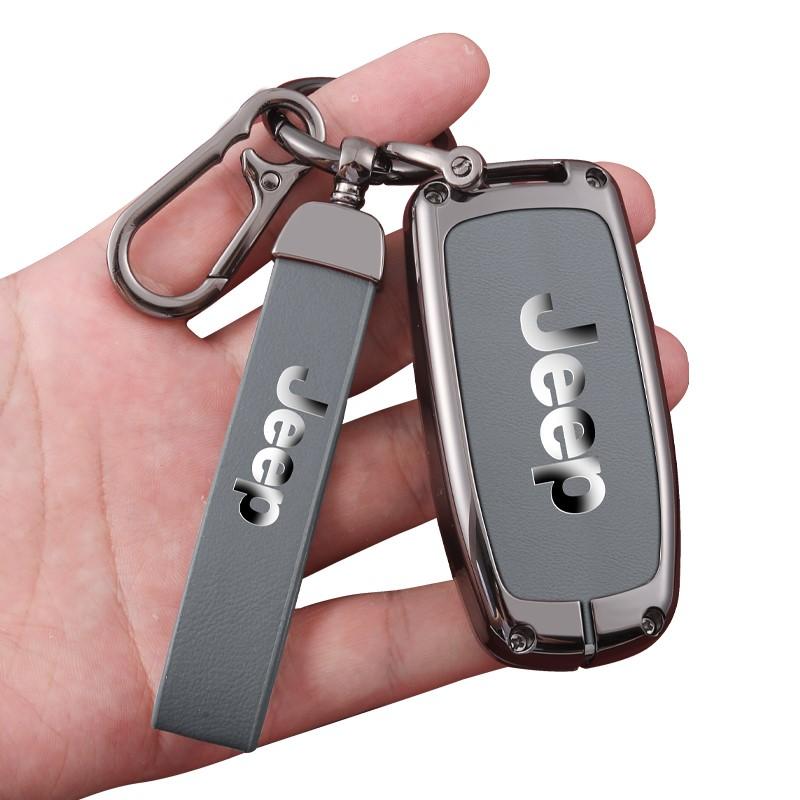 Zinc Alloy Leather Car Key Case Cover Shell For Jeep Renegade Wrangler Patriot Grand Cherokee WK2 KL Compass Liberty Accessories