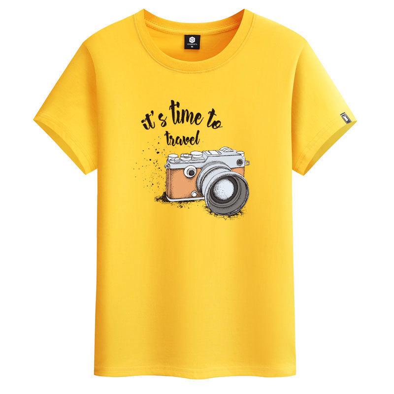 

Футболка унисекс из хлопка с коротким рукавом и логотипом - новый дизайн с круглым вырезом S