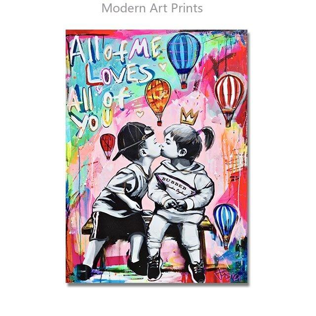 Abstract Love Theme Poster Print Canvas Painting Graffiti Pop Wall Art Hanging Picture For Living Room Modern Home Decor Unframe