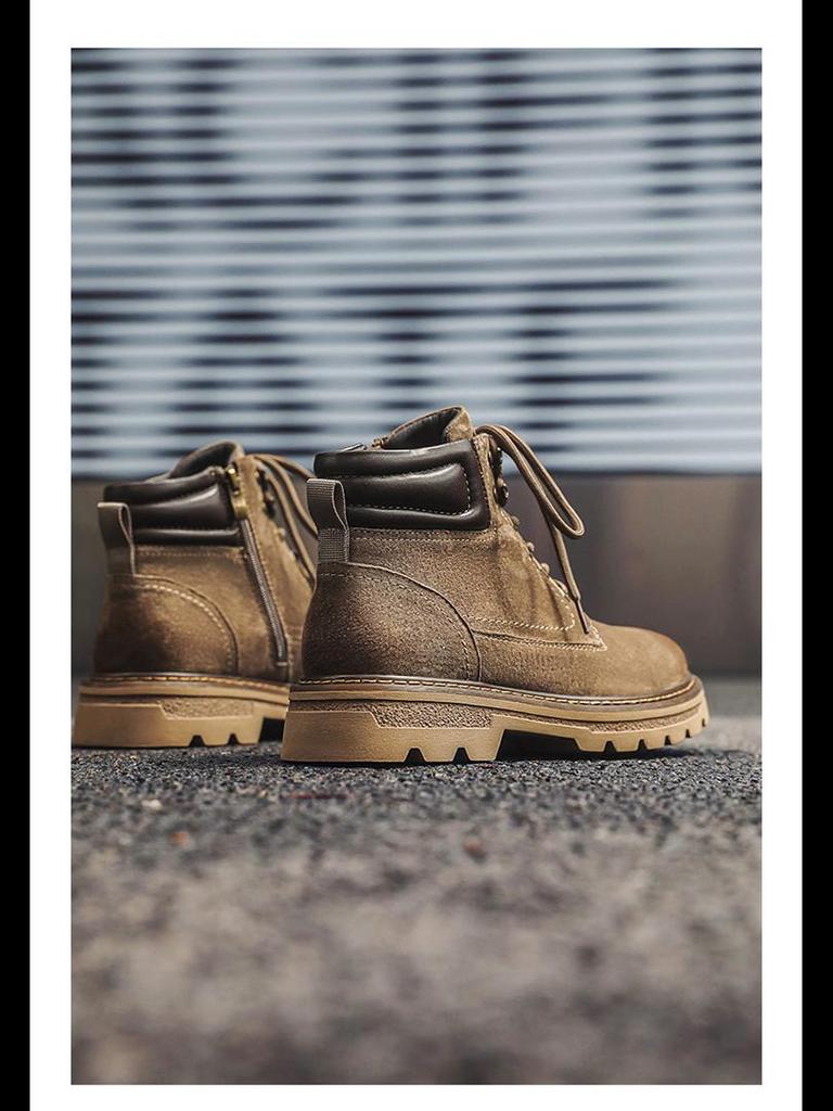 2024 Men's Genuine Leather Martin Boots: Breathable Autumn Workwear & Motorcycle Footwear for Mountaineering