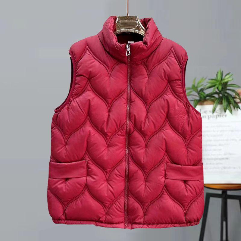Autumn/Winter Lightweight Down Vest for Middle-Aged and Elderly Women Short Stand Collar Plus Size Warm Gilet