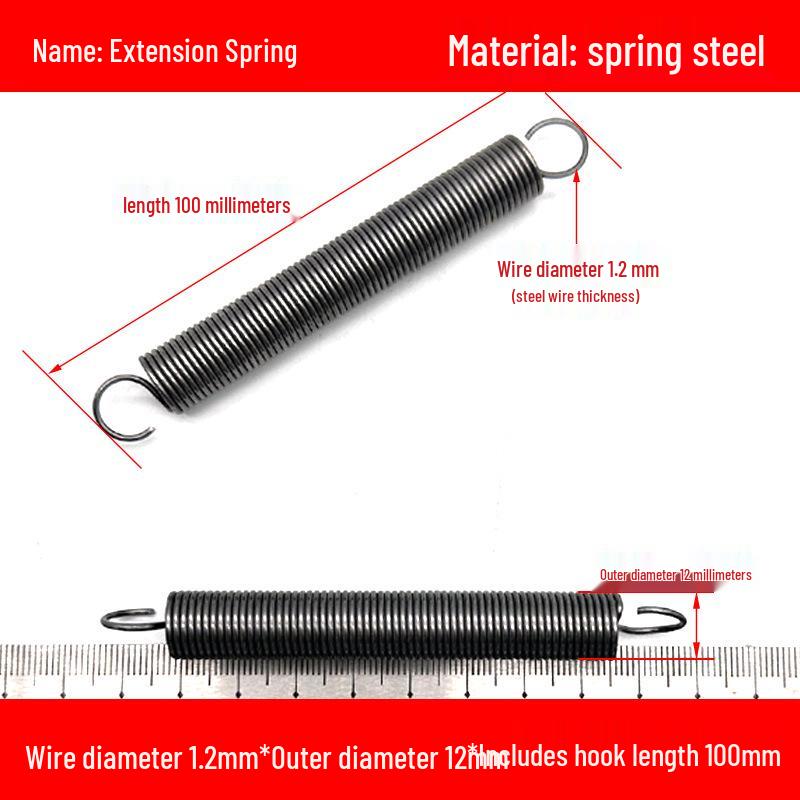 1.2mm Wire Extension Spring with Hook - Soft Tensile Force Spring Accessory