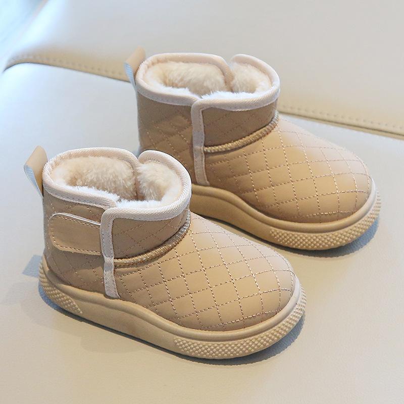Children's snow boots 2025 winter new boys' short boots piled and thickened girls' cotton boots warm baby cotton shoes