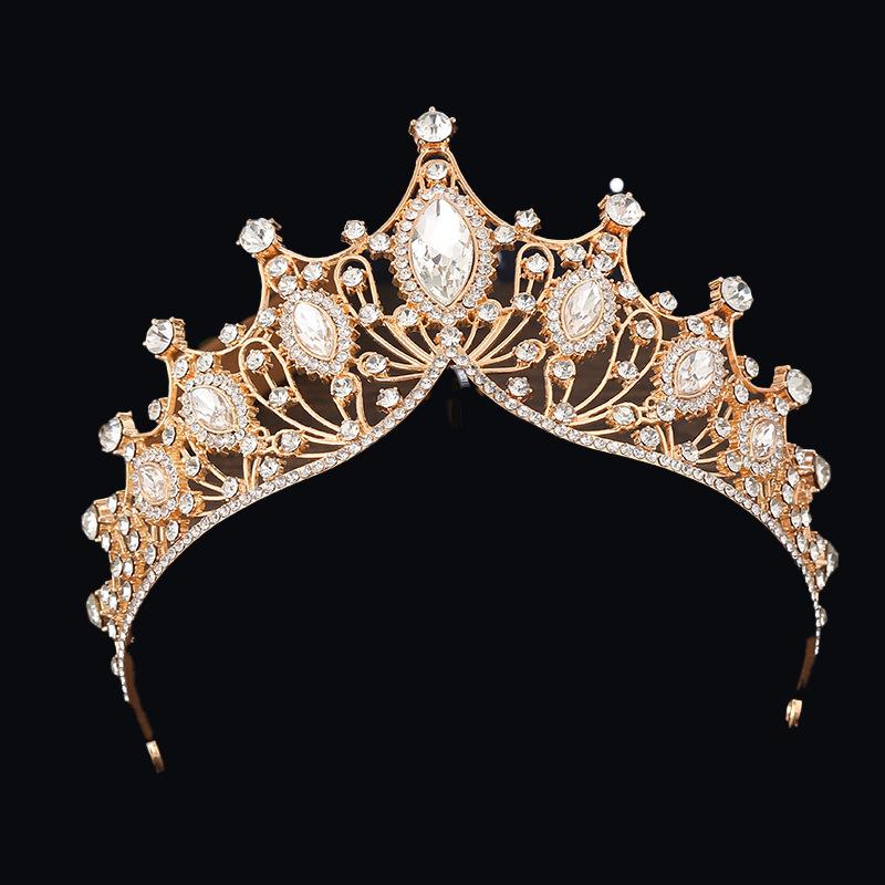 European and American Crown Headwear Wedding Dress and Evening Gown Accessories Retro Baroque Luxurious and Grand Crystal Crown