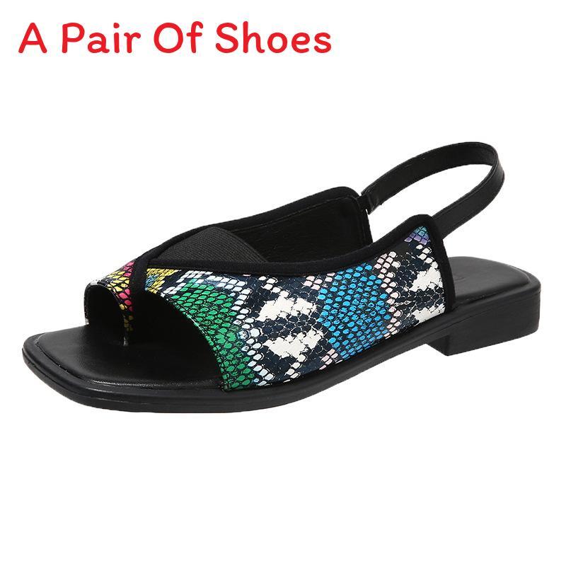 Leopard Print Flat Sandals For Women Summer Fashion With Elastic Strap For Casual Wear