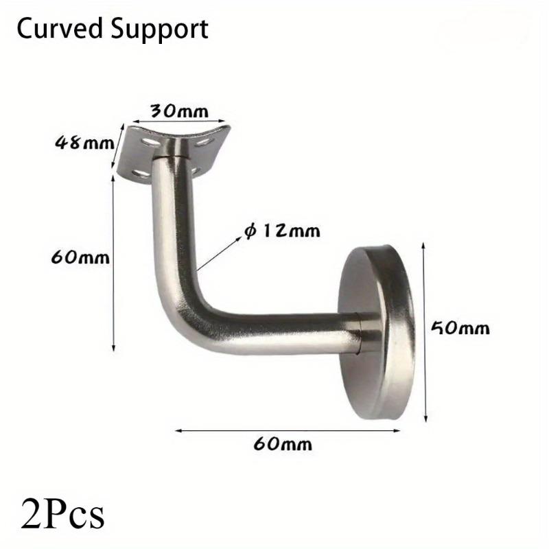 2Pcs Stair Handrail Brackets Stainless Steel Wall Support Hand Rail Silver Balustrade for Household Hotels Hardware Tools