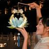 Mid-Autumn Hanfu Style Children's Luminous Lantern - Lotus & Jade Rabbit Design