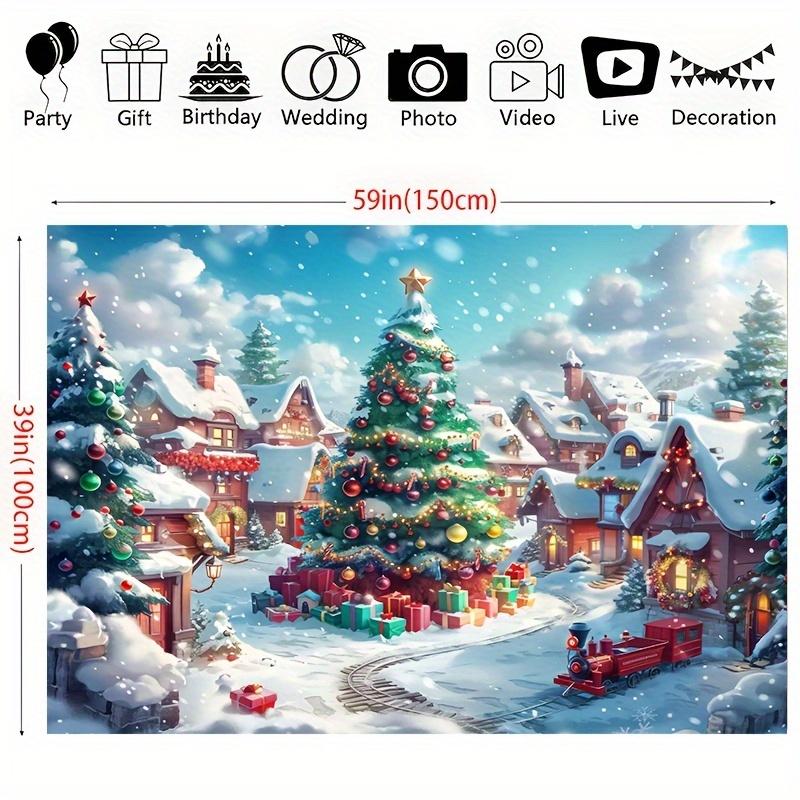 Winter Wonderland Christmas Tree Scene Background Festival Indoor and Outdoor Retro Snow Village Christmas Decoration