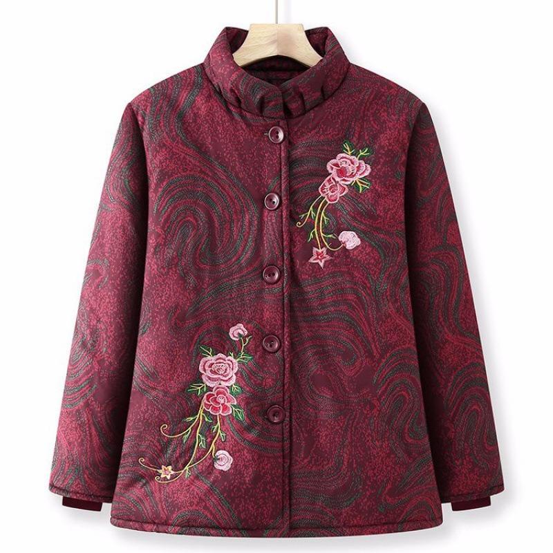 New Wife Winter Velvet Cotton-padded Jacket 0-year-old Embroidered Cotton-padded Jacket Old Clothes Women's Warm Jacket