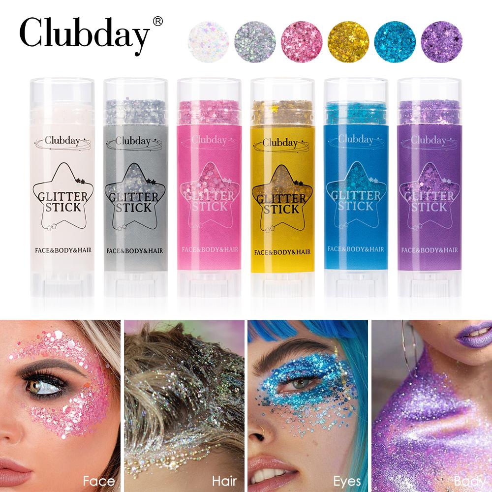 Clubday 6-Color Stage Makeup Eyeshadow Glitter Stick, Long-lasting And Exquisite Shine, Suitable For Face, Body, And Hair.