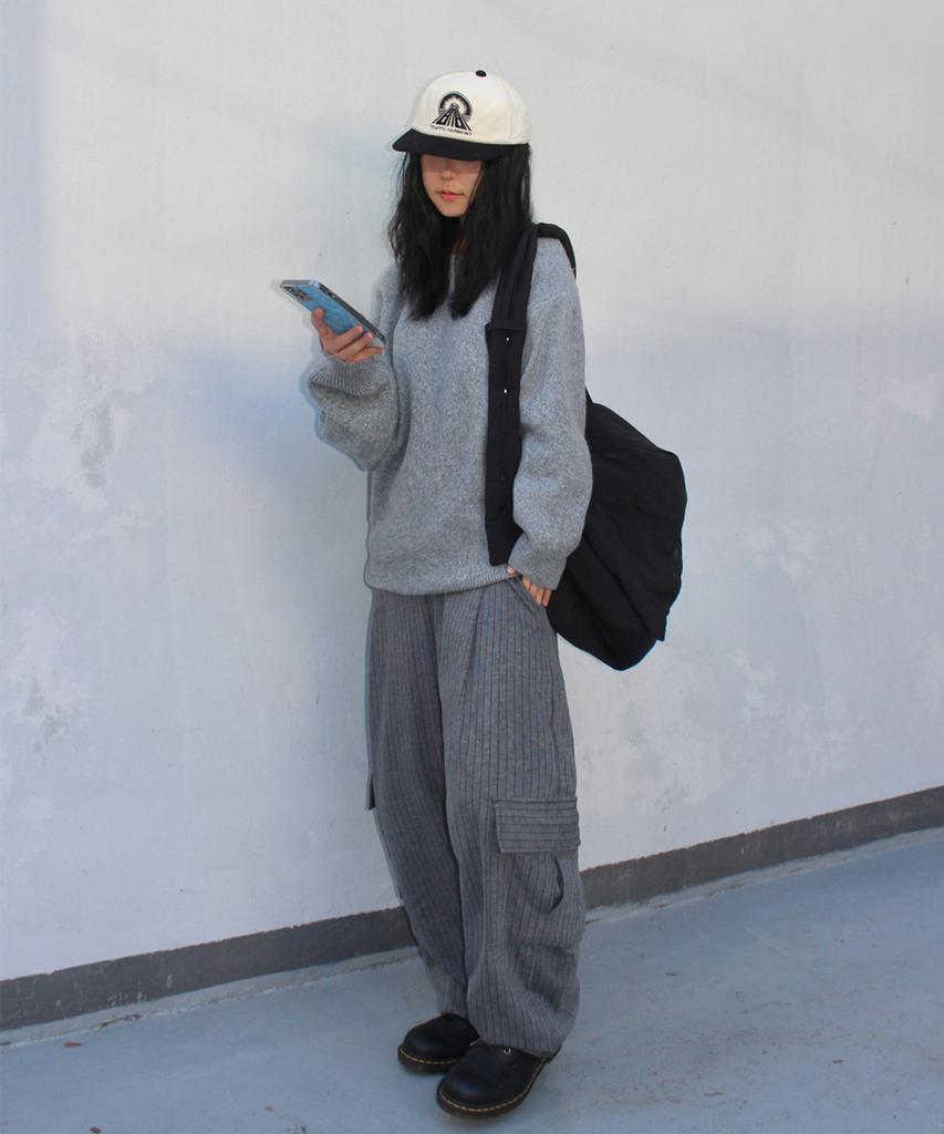 Mubeun Soft Wool Blend Crew Neck Sweatknit Gray
