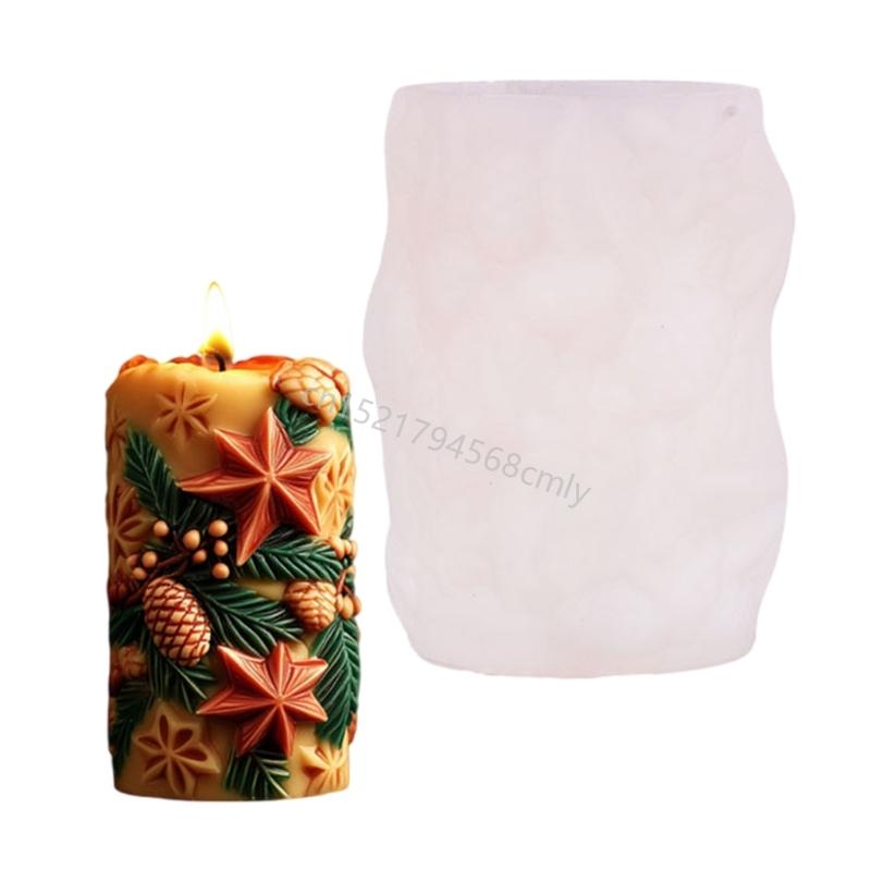 Christmas Silicone Mold Cylinder Silicone Mold Temperature Resistance Baking Tool for Candle Soap 6XDE