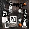 Decor pentru Tavi Etajate Halloween Stil Înfricoșător 12 Buc - Decor Rustic din Lemn pentru Atmosferă de Festival Emoționantă