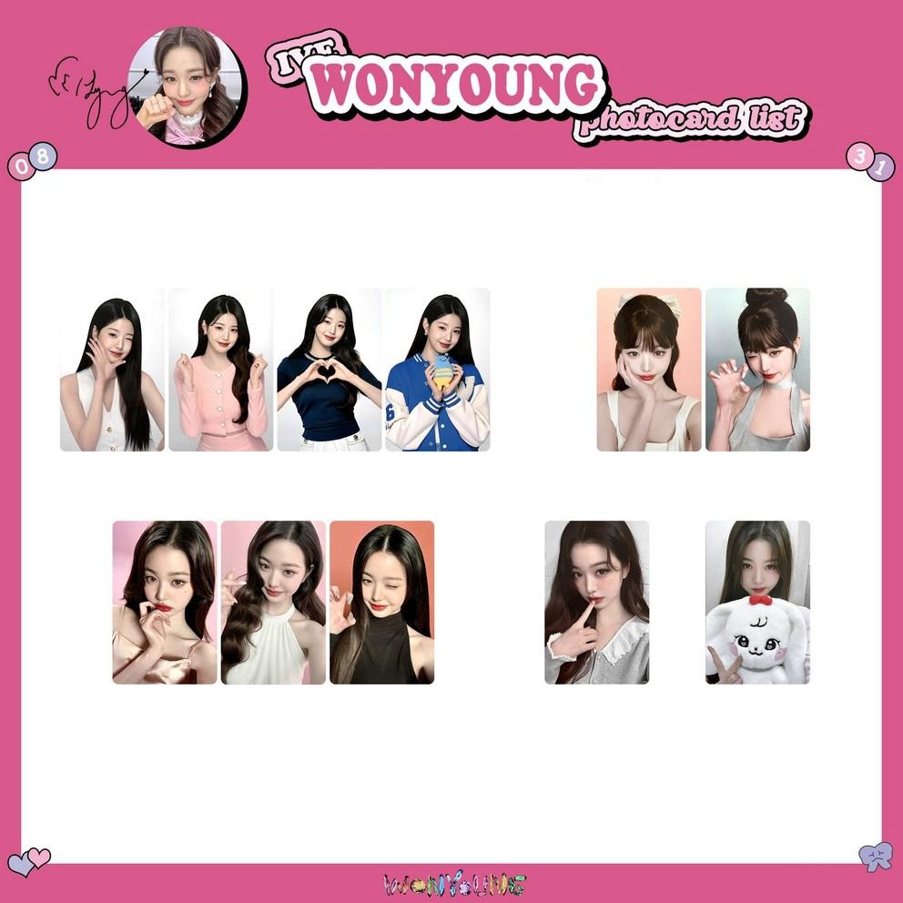 

Collection of domestic Ive photocards, Jang Won-young advertisement photocards, and Jang Won-young photocard goods