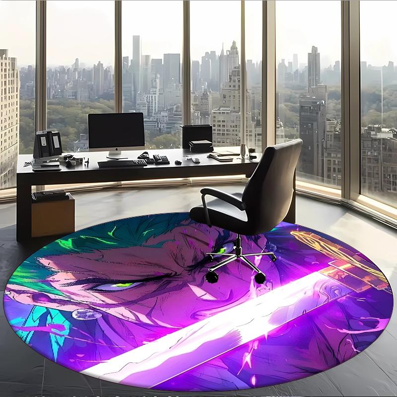 Zoro (1) Round Office Rug Decorative Floor Rug for Office Bedroom Living Room and Home Space