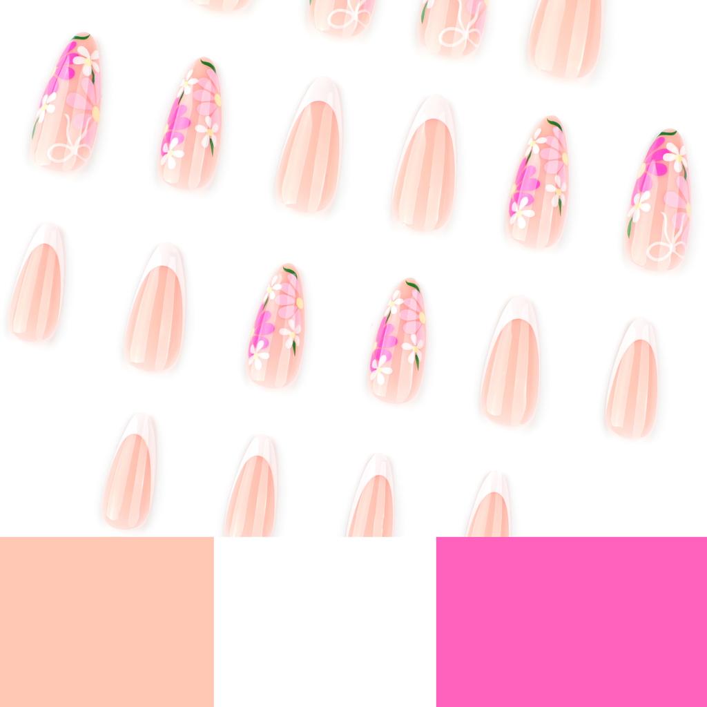 Kleine frische kontrastierende Blütenblätter Blume Maniküre Nagelstück Frühling und Sommer tragen Nagel Heißverkauf abnehmbarer künstlicher Nagel