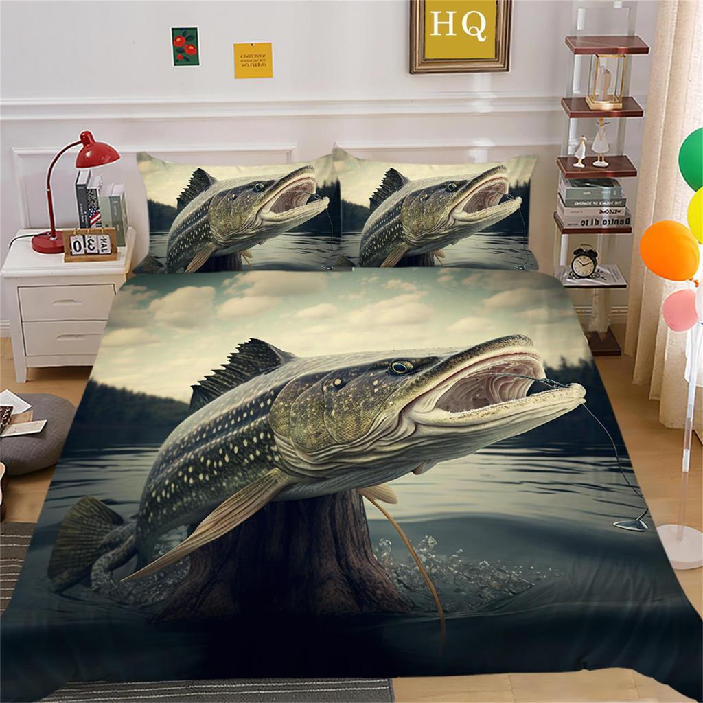 3D Fish Series Bedding Set Quilt Cover Pillow Cover Bedding Set AU King Full Size Single/Double Bed Home Decoration