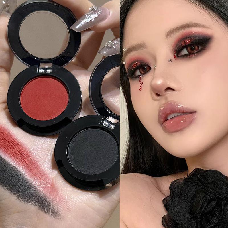 Punk Smoky Red Black Eye Shadow Palette Waterproof Gothic Matte Blue Eyeshadow Tray Women Halloween Eye Pigments Makeup Palette
