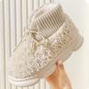 Winter Lacing Plush Warm Cotton Shoes Women's Solid Color Thick Bottom Fluffy Couple Boots Casual Big Size Ladies Shoes