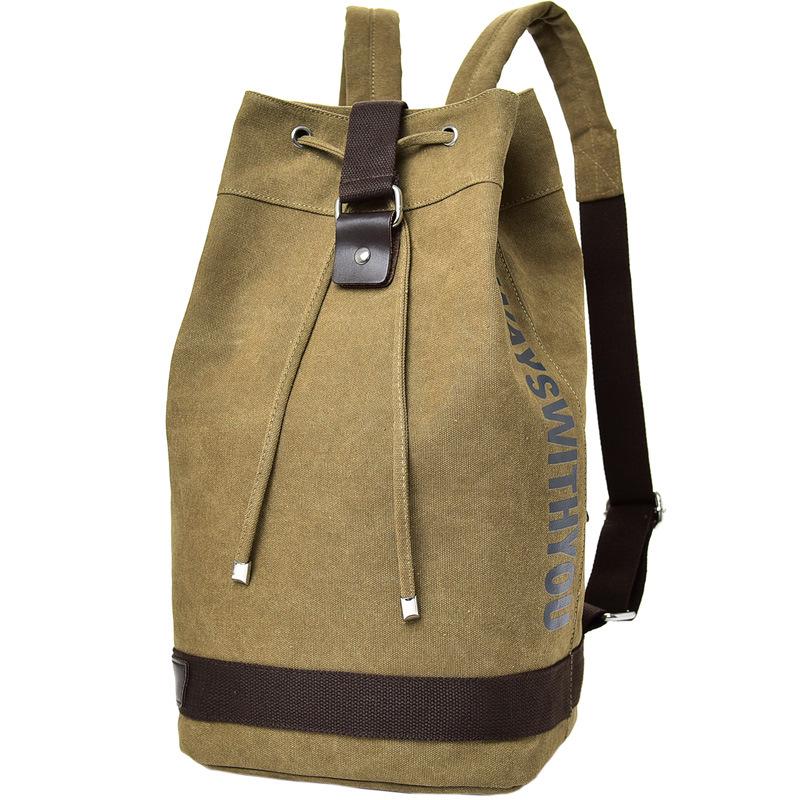 Unisex Canvas Sports Backpack: Round Barrel, Travel & School Laptop Bag for Men