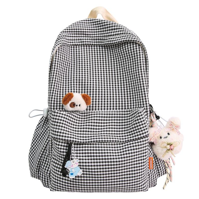 Schoolbag Korean ins Mori small fresh and sweet wind girl plaid small backpack high value travel shopping small backpack