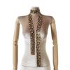 Japanese Styles Leopard Pattern Scarf With Glittering Sequins 2000s Skinny Silk Scarf For Parties And Special Occasion