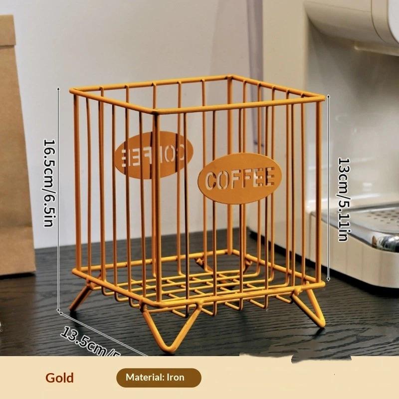 M-Iron Coffee Pod Holder Large Capacity Coffee Capsule Holder Coffee Creamer Container Square Shape Pod Storage Cup