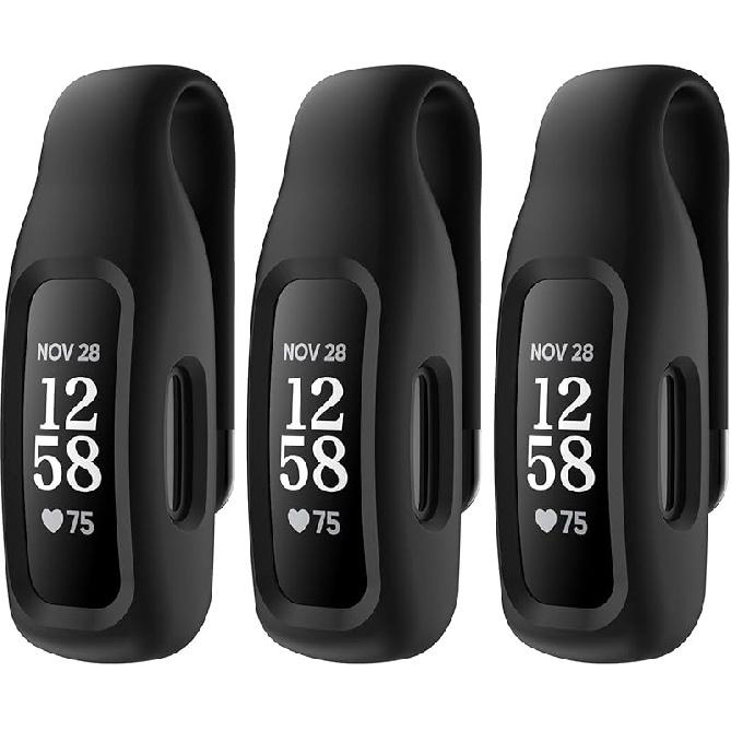 3-Pack Clip Case Accessory for Fitbit Inspire 3/Inspire 2, Black+Black+Black Black+Black+Black