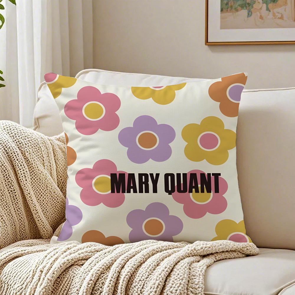 Classic Logo Mmary Quant Cushion Cover Plush Decorative Pillow Case With Hidden Zipper Cutecore Room Decor For Home