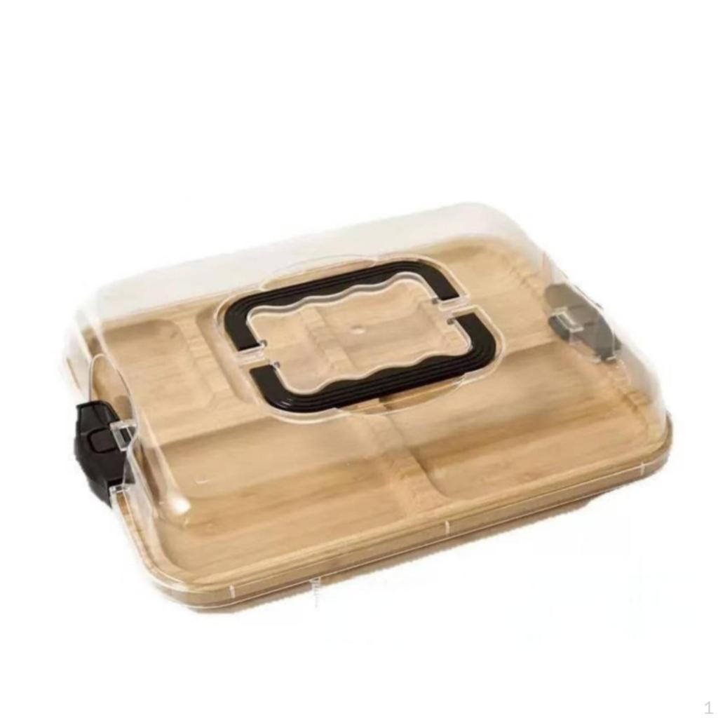 Bamboo Tray with Lid Rectangular Serving Platter for Hosts, Parties, Picnics, Meal