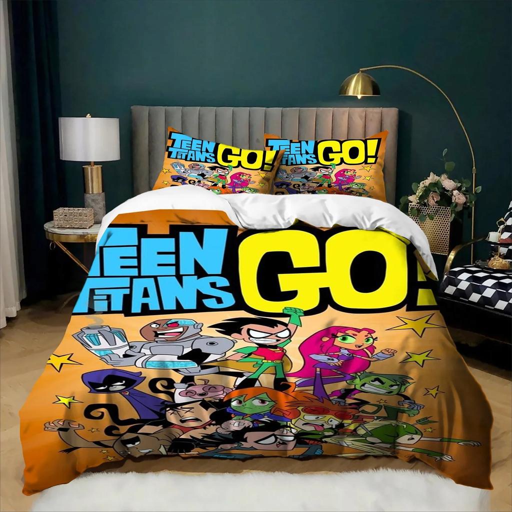 Exquisite 3D Print Teen -Titans Go Teenagers Bedding Set Duvet Cover Pillowcase Kids Boy Girl 3piece Set Home Textile