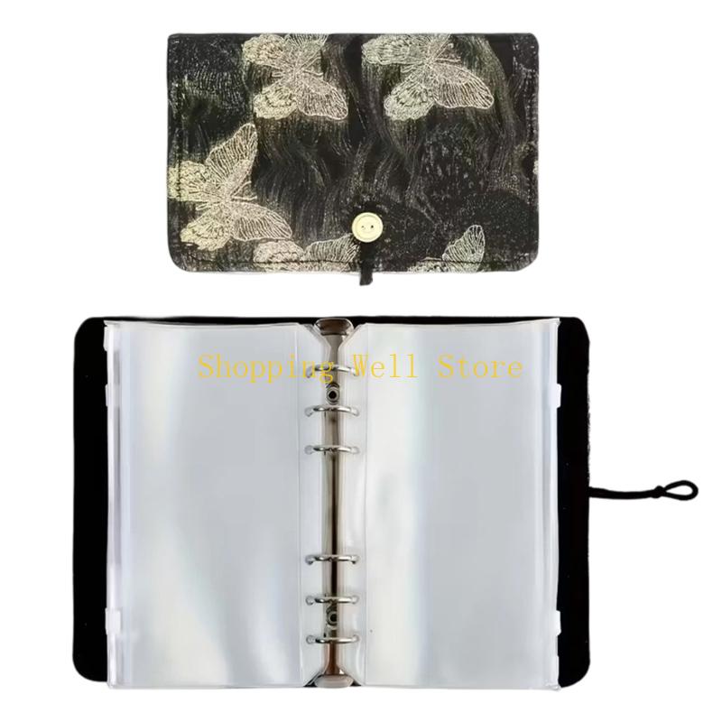 KX4B Circular Needle Organiser Bag with 12Pcs Removable Zippered PVC Binder Pocket Portable Knitting Needle Case For Sewing