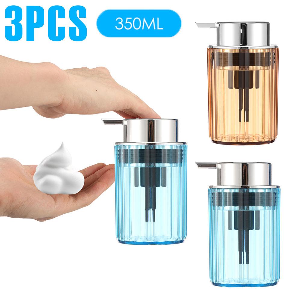 3Pcs 350 ml Foaming Hand Soap Dispenser PET Clear Lotion Container Pump Bottle Toner Shower Gel Shampoo Dispenser for Bathroom