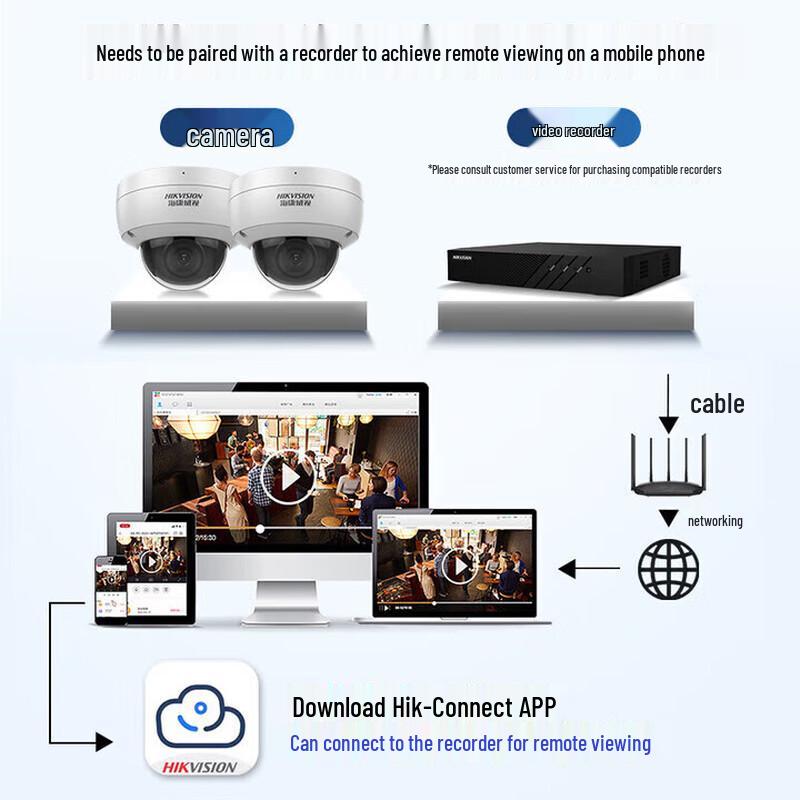Hikvision 4MP 2K POE Starlight Dome IP-Kamera CN-Stecker (Adapter enthalten)