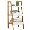 Bathroom Standing Shelf Bathroom Vanity Floor Standing Shelf Storage Bamboo Ladder Bookshelf 4 Tier Shelf Wood Organizer Rack