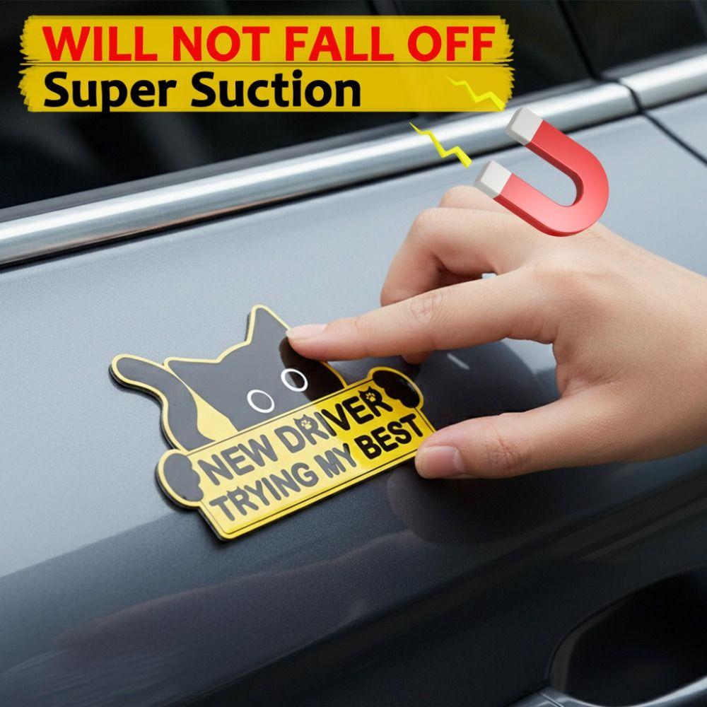 1 Set Self-Adhesive Car Sticker Reflective New Driver Sign Funny Car Decal Beginner Drivers