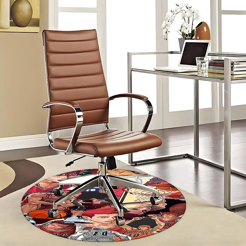 1pc Basketball Anime Characters Round Carpet - Office Chair Mat, Non-Slip Rug for Home Decor, Seasonal Gift, Suitable for Office, Living Room 80cm