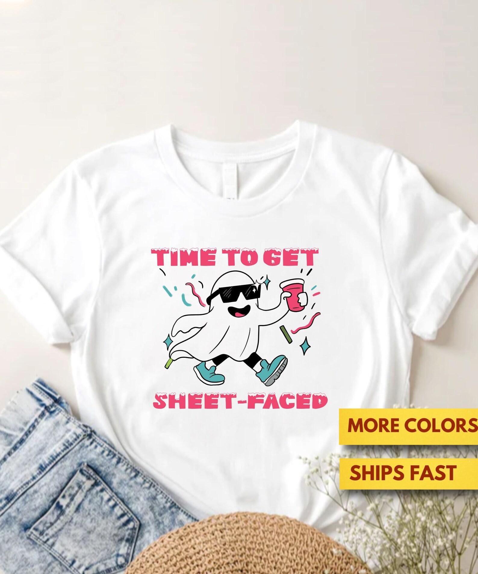 Time To Get Sheet Faced GhosT shirt, Funny Cute Halloween Shirt, Trick Or Treating Shirt, Halloween Party Shirt, Halloween Gift Soft Tee 3XL