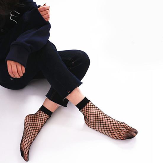 1 Pair Net Socks Hollow Non-slip Elastic Women Ankle Fishnet Socks for Dancing