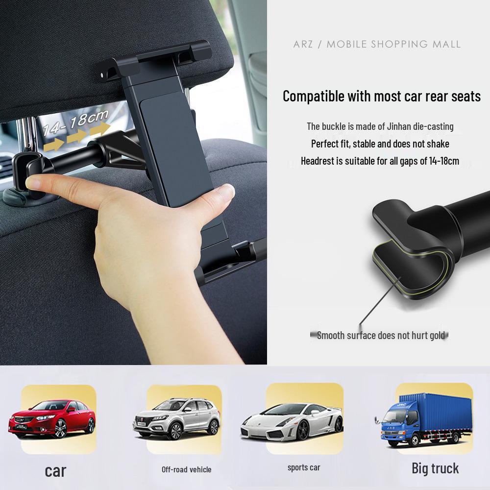 Car Rear Seat Headrest Mount: Multifunctional Tablet & Phone Holder with Back Cushion