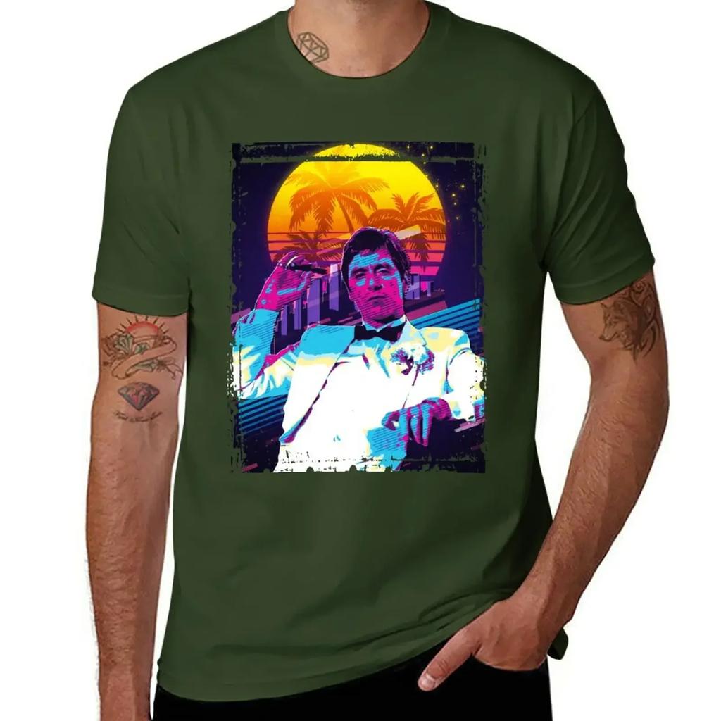 Classic Cinema Art Scarface Movie Print Featuring Al Pacino Tshirt Customs Boys Whites Workout Shirts For Unisex