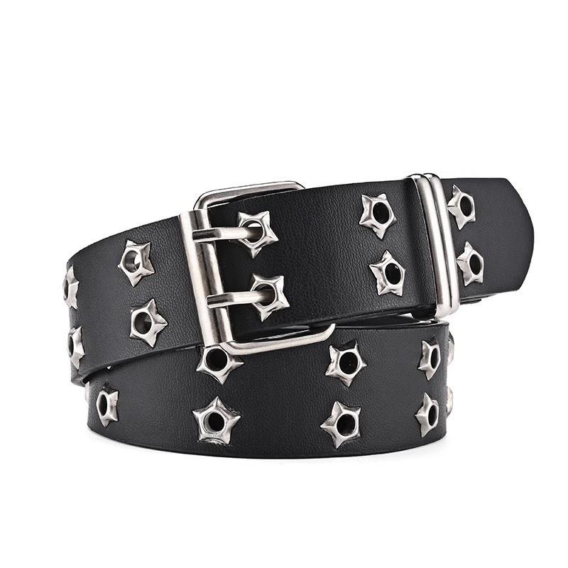 Trendiger Punk-Stil Nieten-Ledergürtel mit Metalldreiecken – Y2K-inspirierter dekorativer Taillenbund für einen Hot Girl Look