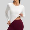 New Beautiful Back Yoga Clothes for Women Pleated Slim Fitness Tops with Built-in Chest Pads Running Sports Long Sleeves