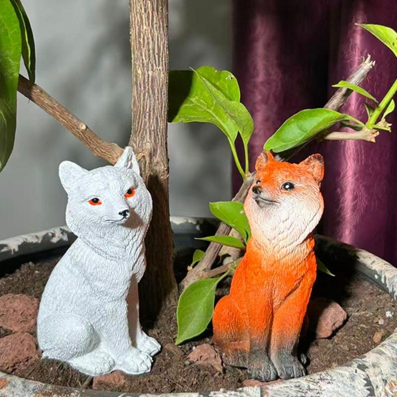Sitting Foxes Figurines Garden Foxes Statue Landscape Decors Animal Figurines Sculpture Table Centrepieces Home Decors