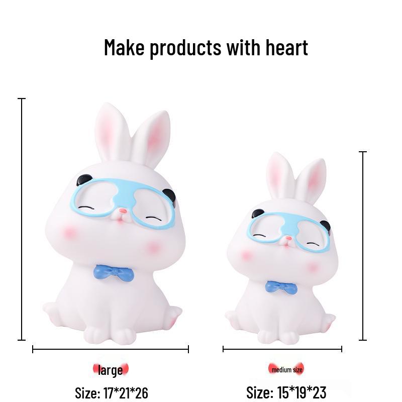 2024 Large Capacity Cute Rabbit Piggy Bank - Durable Vinyl Cartoon Savings Bank with Easy Access