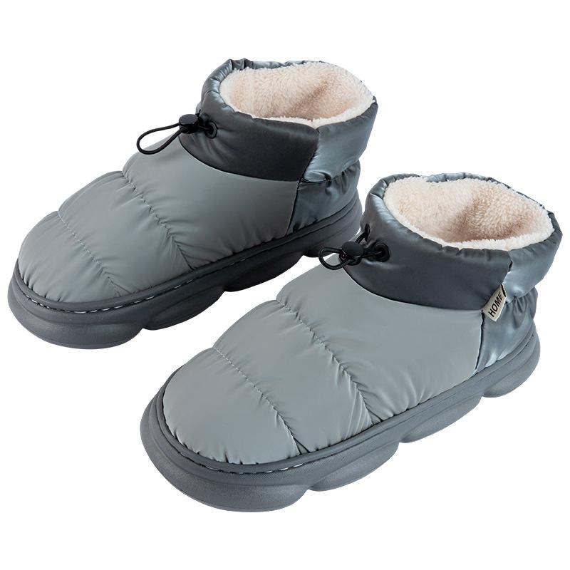 Comwarm 2024 Winter Women Snow Boots Warm New Style Men's  Cotton Slippers Indoor Outdoor High Top Plush Lining Shoes Drop Ship